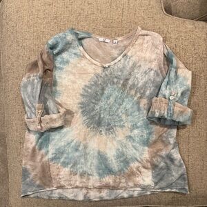 Kaktus - Women’s - Italian 100% Linen Oversized Tie Dye Tunic Top - M/L